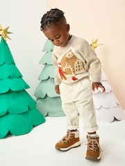 Neutral Gingerbread House Knitted Christmas Jumper (3mths-7yrs) - Image 2 of 7