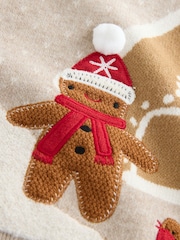 Neutral Gingerbread House Knitted Christmas Jumper (3mths-7yrs) - Image 7 of 7