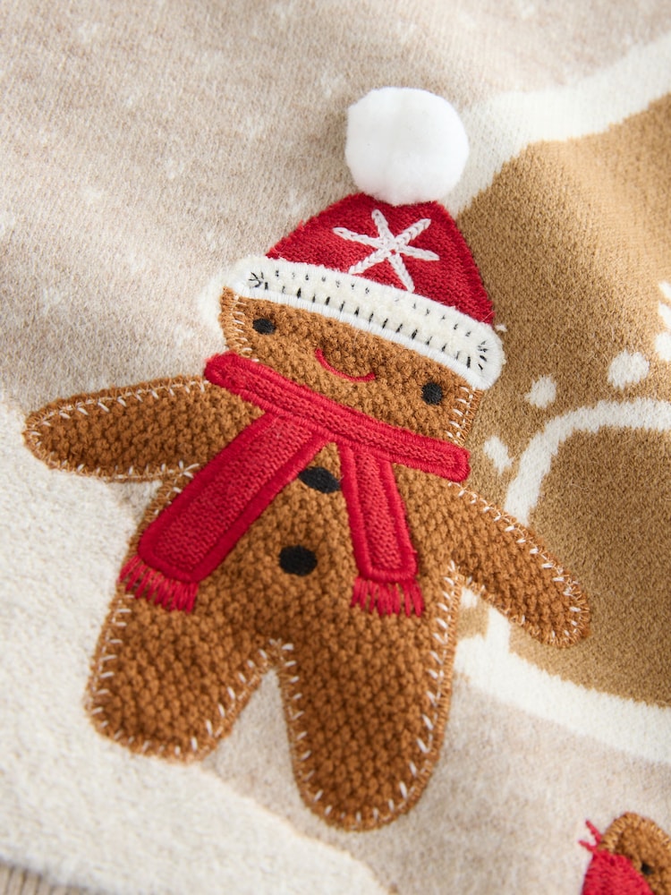 Neutral Gingerbread House Knitted Christmas Jumper (3mths-7yrs) - Image 7 of 7