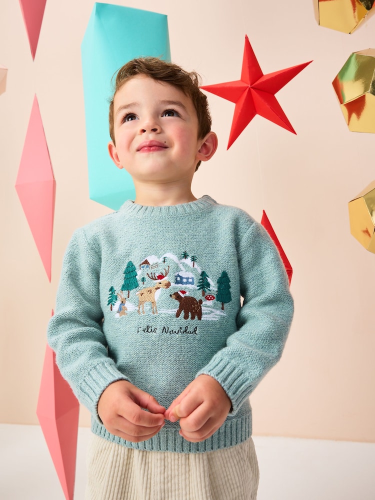 Azul mineral - Suéter navideño de punto (3 meses - 7 años) - Imagen 1 de 8