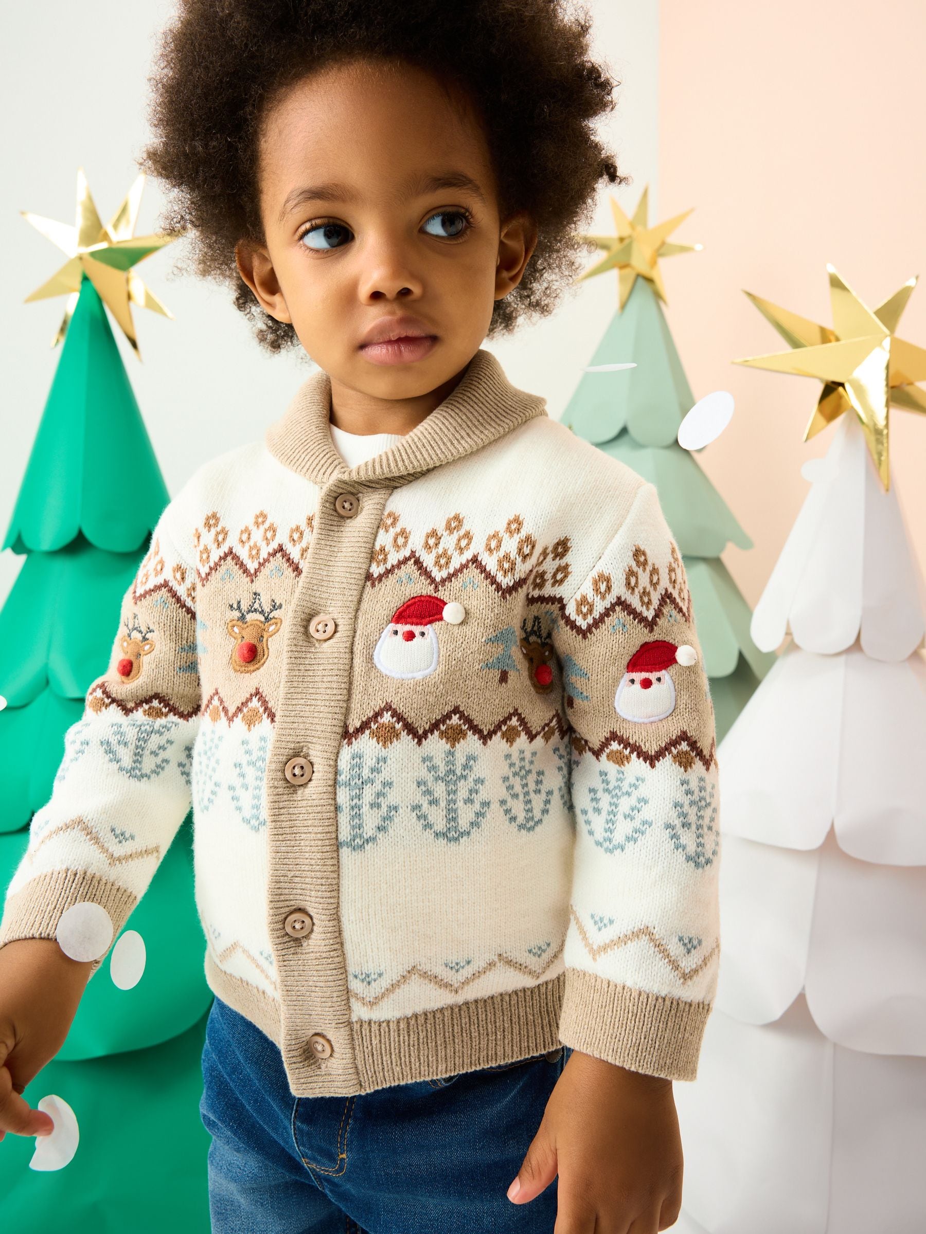 Buy Neutral Fairisle Pattern Christmas Cardigan (3mths-7yrs) from