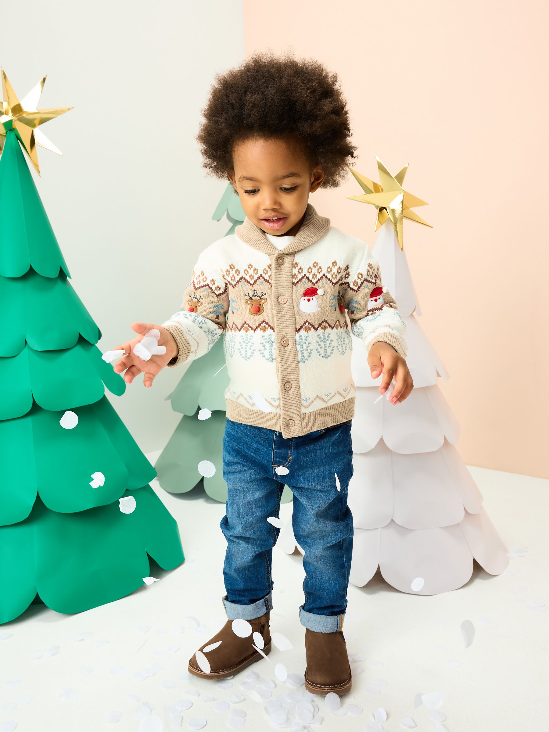 Buy Neutral Fairisle Pattern Christmas Cardigan (3mths-7yrs) from Buy Neutral Fairisle Pattern Christmas Cardigan (3mths-7yrs) from