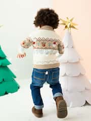 لون محايد - مزركش - Pattern Christmas Cardigan (3mths-7yrs) - صورة 3 من 4
