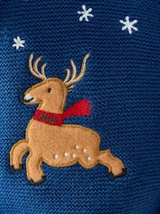 Navy Blue Pattern Christmas Cardigan (3mths-7yrs) - Image 4 of 9