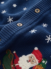 Navy Blue Pattern Christmas Cardigan (3mths-7yrs) - Image 8 of 9