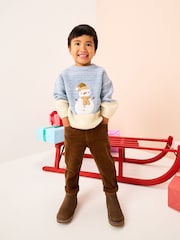 Blue/Ecru Snowman Knitted Christmas Jumper (3mths-7yrs) - Image 2 of 8