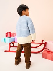 Blue/Ecru Snowman Knitted Christmas Jumper (3mths-7yrs) - Image 3 of 8