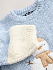 Blue/Ecru Snowman Knitted Christmas Jumper (3mths-7yrs) - Image 7 of 8