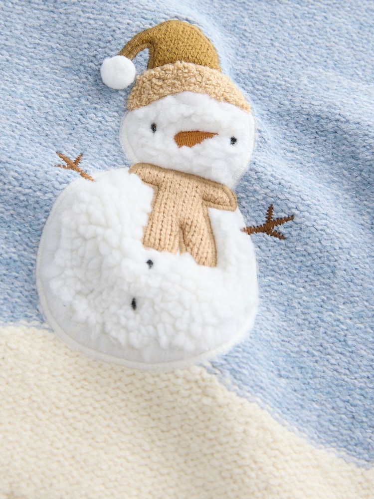 Blue/Ecru Snowman Knitted Christmas Jumper (3mths-7yrs) - Image 8 of 8