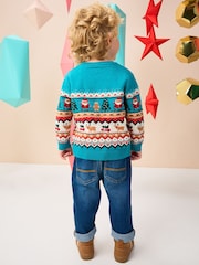 Teal Blue Fairisle Knitted Christmas Jumper (3mths-7yrs) - Image 3 of 3
