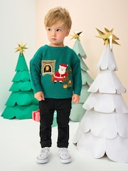 Green Santa Knitted Christmas Jumper (3mths-7yrs) - Image 2 of 7