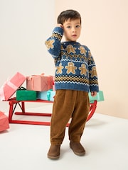 Navy Blue Gingerbread Knitted Christmas Jumper (3mths-7yrs) - Image 2 of 8