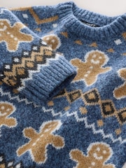 Navy Blue Gingerbread Knitted Christmas Jumper (3mths-7yrs) - Image 7 of 8