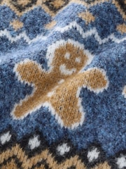 Navy Blue Gingerbread Knitted Christmas Jumper (3mths-7yrs) - Image 8 of 8