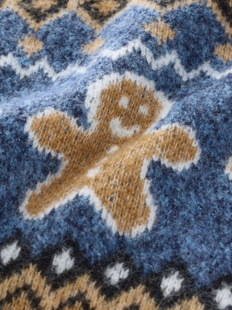 Navy Blue Gingerbread Knitted Christmas Jumper (3mths-7yrs) - Image 8 of 8