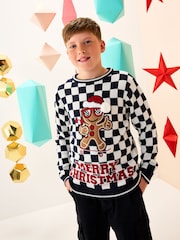 Navy/White Gingerbread Christmas Jumper (3-16yrs) - Image 1 of 8