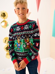 Multi Reindeer Football Christmas Jumper (3-16yrs) - Image 1 of 7
