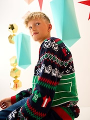 Multi Reindeer Football Christmas Jumper (3-16yrs) - Image 2 of 7