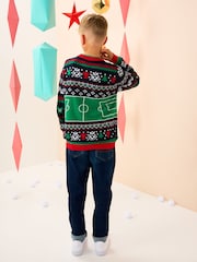 Multi Reindeer Football Christmas Jumper (3-16yrs) - Image 3 of 7