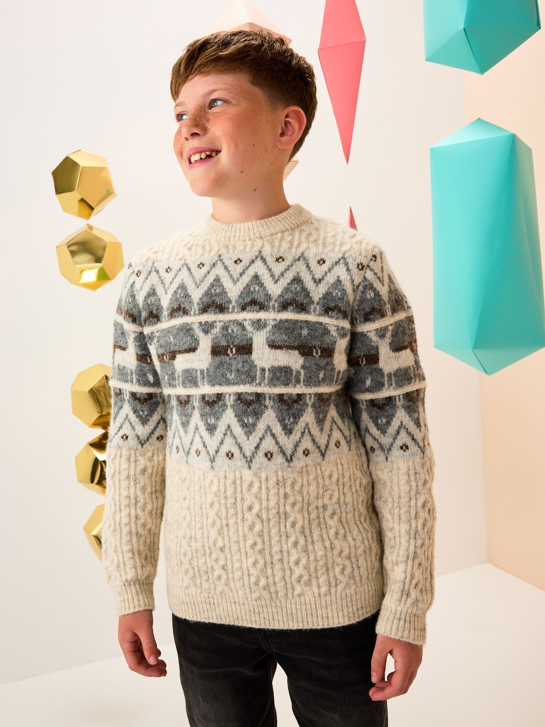 Buy Ecru Fairisle Pattern Matching Family Christmas Jumper (3mths-16yrs ...