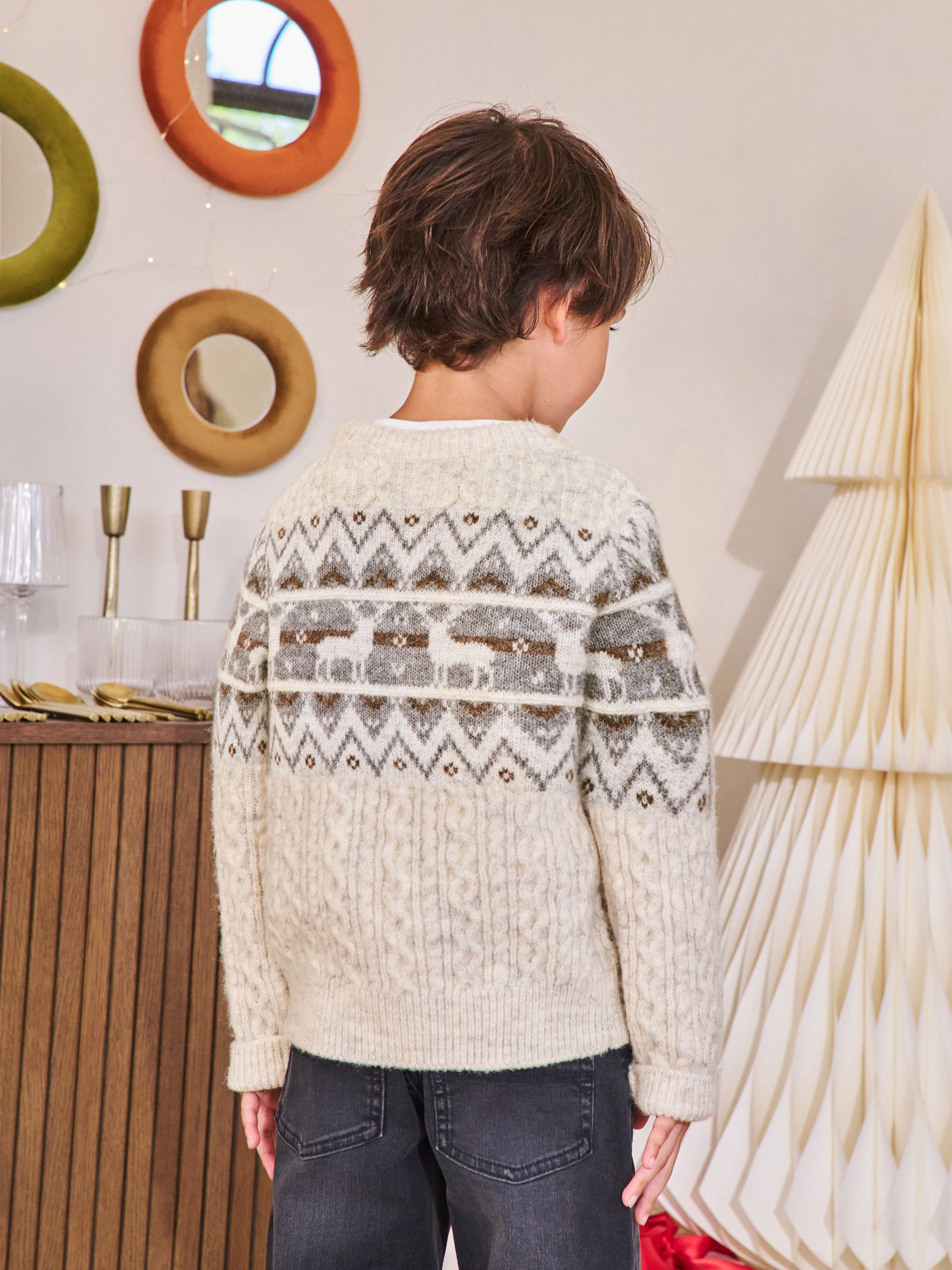 Buy Ecru Fairisle Pattern Matching Family Christmas Jumper (3mths