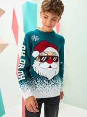 Green Santa Christmas Jumper (3-16yrs) - Image 1 of 7