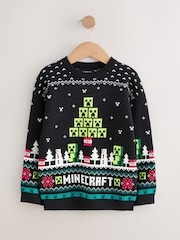 Black Minecraft Christmas Jumper (3-16yrs) - Image 1 of 4