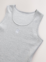 self. Grey Marl Cotton Rib Scoop Neck Vest - Image 7 of 7