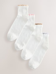 Bela/nevtralna - Double Layer Cropped Ankle Socks 4 Pack - Slika 1 iz 7