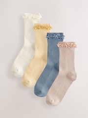 Neutro/azul - Satin Frill Trim Ankle Socks 4 Pack - Imagen 1 de 7