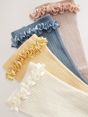 Neutro/azul - Satin Frill Trim Ankle Socks 4 Pack - Imagen 7 de 7