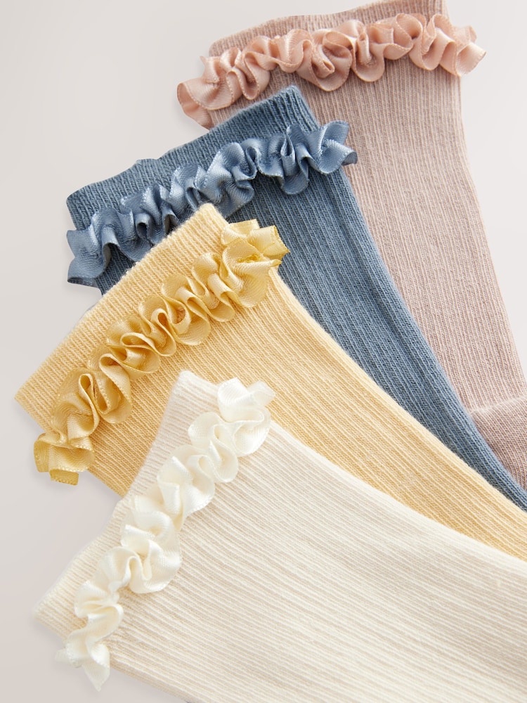 Neutro/azul - Satin Frill Trim Ankle Socks 4 Pack - Imagen 7 de 7