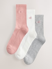 self. Mauve/Grey/Cream 3 Pack Cushion Sole Lounge Ankle Socks 3 Pack - Image 1 of 6