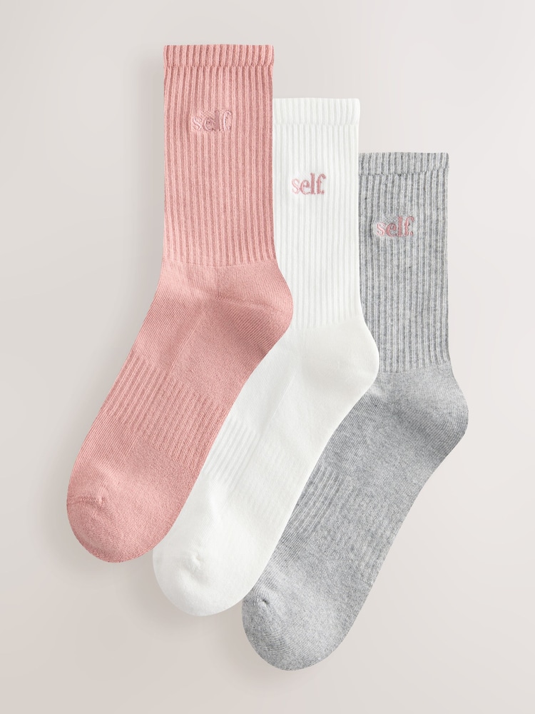 self. Mauve/Grey/Cream 3 Pack Cushion Sole Lounge Ankle Socks 3 Pack - Image 1 of 6