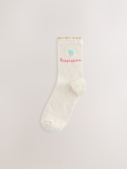 Tropical Slogan Ankle Socks 4 Pack - Image 2 of 7