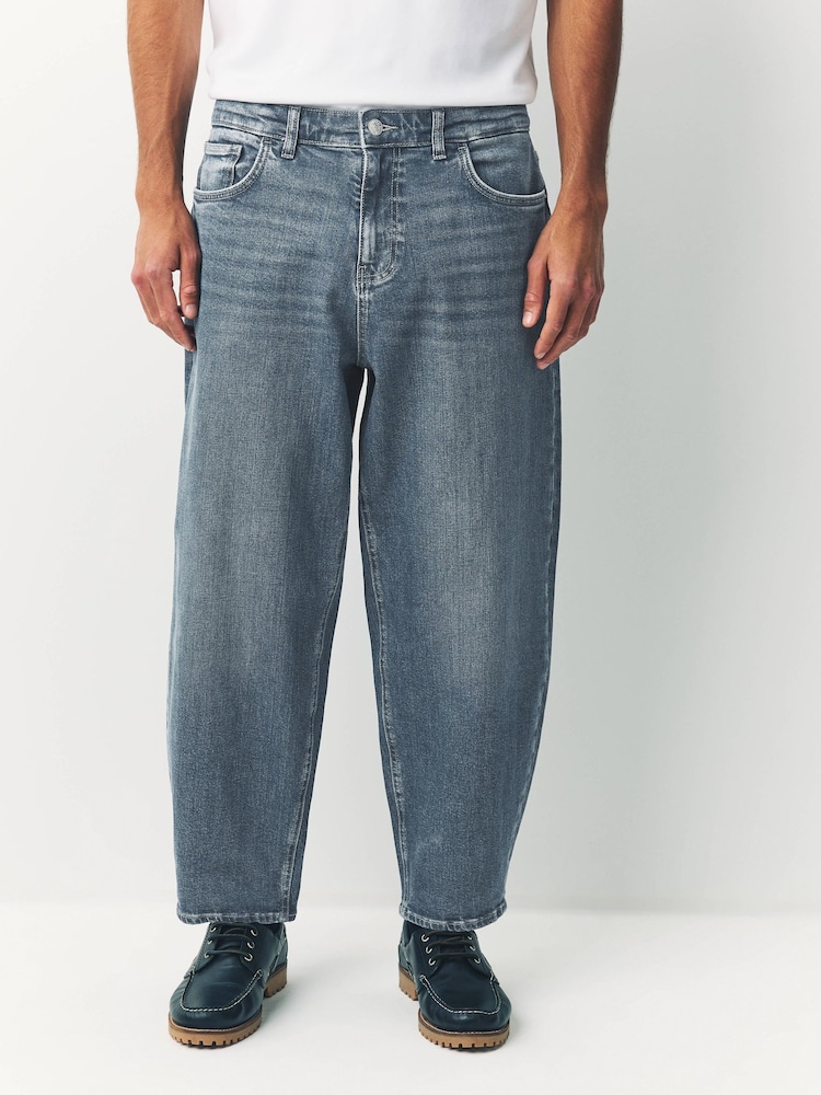 Blue Dark Steel Barrel Fit Vintage Wash Denim Jeans - Image 1 of 9 Blue Dark Steel Barrel Fit Vintage Wash Denim Jeans - Image 1 of 9