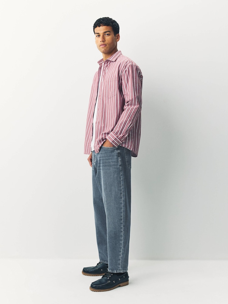Blue Dark Steel Barrel Fit Vintage Wash Denim Jeans - Image 3 of 9