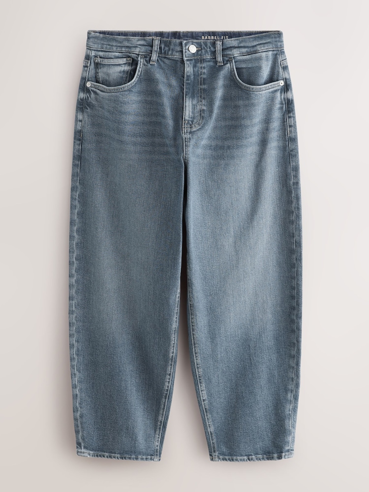 Blue Dark Steel Barrel Fit Vintage Wash Denim Jeans - Image 6 of 9