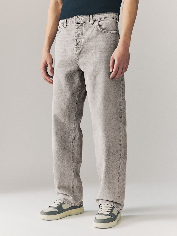 Grey Tint Relaxed Fit Vintage Wash Denim Jeans - Image 1 of 8 Grey Tint Relaxed Fit Vintage Wash Denim Jeans - Image 1 of 8