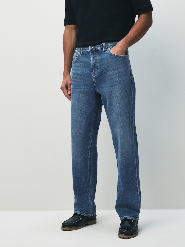 Blue Mid Relaxed Fit Vintage Wash Denim Jeans - Image 1 of 12 Blue Mid Relaxed Fit Vintage Wash Denim Jeans - Image 1 of 12