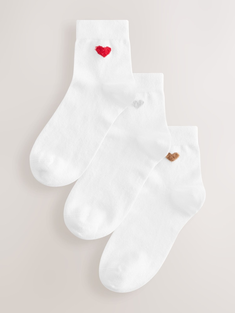 Ecru Print Cropped Ankle Socks 3 Pack - Image 1 of 6 Ecru Print Cropped Ankle Socks 3 Pack - Image 1 of 6