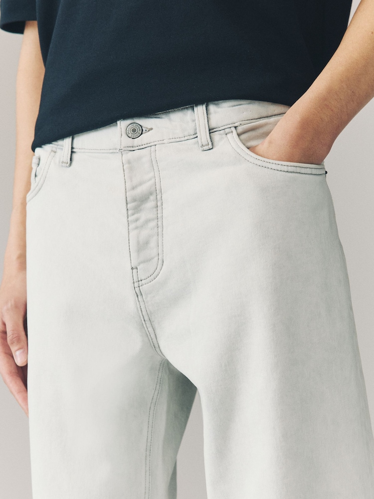 Grey Light Washed Baggy Fit Vintage Wash Denim Jeans - Image 5 of 11