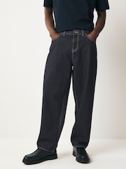 Dark Indigo Rinse Barrel Fit Vintage Wash Denim Jeans - Image 1 of 12
