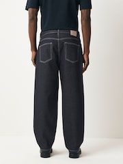 Dark Indigo Rinse Barrel Fit Vintage Wash Denim Jeans - Image 2 of 12