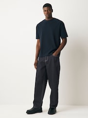 Dark Indigo Rinse Barrel Fit Vintage Wash Denim Jeans - Image 3 of 12
