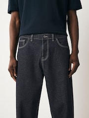 Dark Indigo Rinse Barrel Fit Vintage Wash Denim Jeans - Image 5 of 12