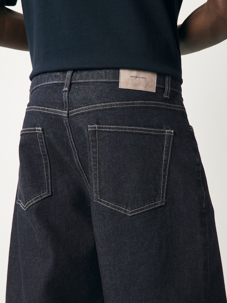Dark Indigo Rinse Barrel Fit Vintage Wash Denim Jeans - Image 6 of 12