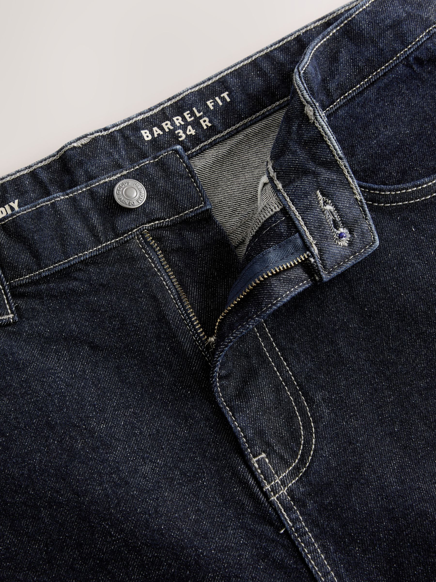 Buy Dark Indigo Rinse Barrel Fit Vintage Wash Denim Jeans from