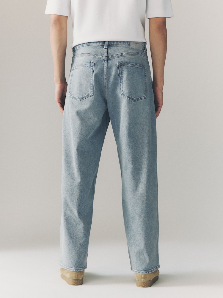 Blue Light Tint Baggy Fit Vintage Wash Denim Jeans - Image 2 of 11