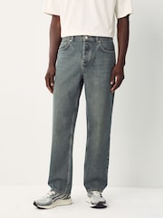 Blue Dark Tint Relaxed Fit Vintage Wash Denim Jeans - Image 1 of 10